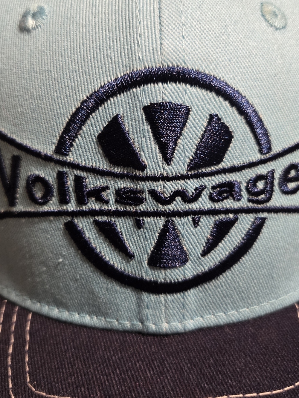 Men's Two-Tone Embroidered VW Logo Cap - Light Blue & Navy